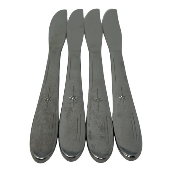 4 Everlasting Stainless Atomic Star Flatware EVR1 Solid Handle Dinner Knives 8" - Picture 4 of 9